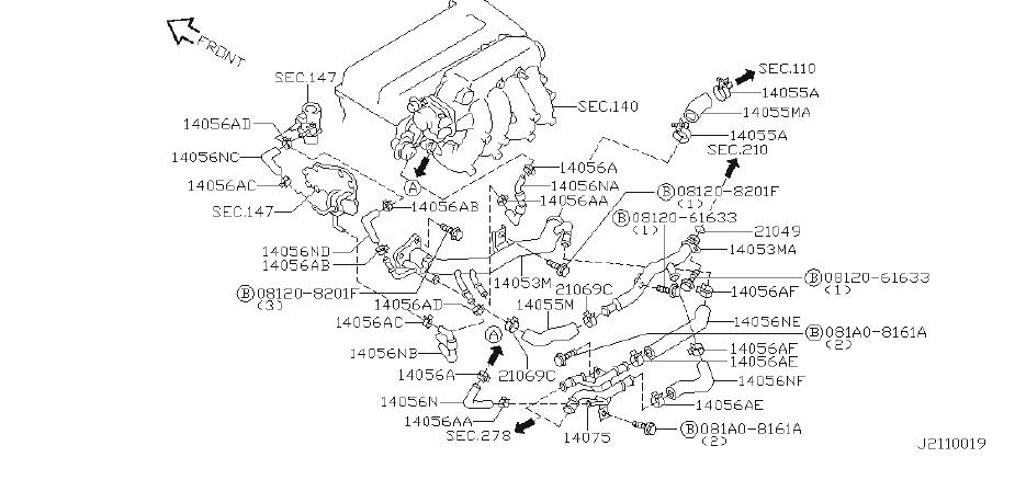 INFINITI G20 Engine Coolant Hose - 14056-5U001 | Sheehy ...