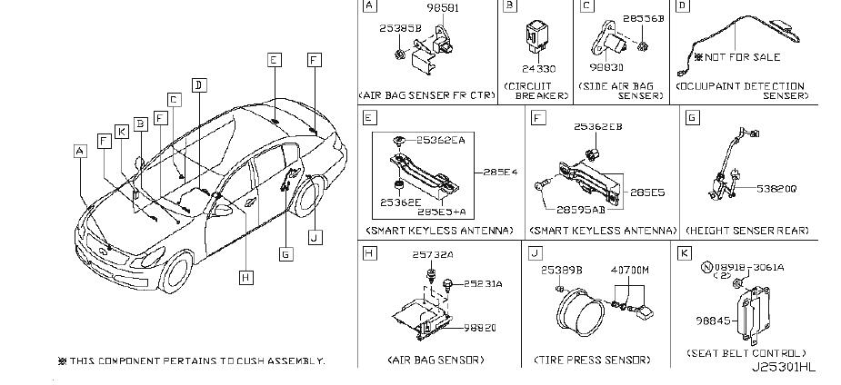 INFINITI G37 Cruise Control Distance Sensor. ENGINE, ROOM, BODY - 28437